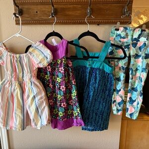 Dresses 2 5T 1 & 1 dress, leggings 4/5 very cute